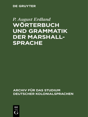 cover image of Wörterbuch und Grammatik der Marshall-Sprache